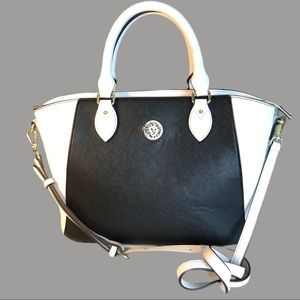 Anne Klein Black white spectator handbag.